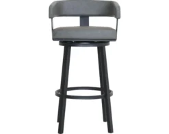 Armen Living Lorin Gray Swivel Barstool