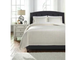 Ashley Raleda Buff 3-Piece Queen Coverlet Set