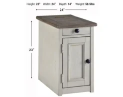 Ashley Bolanburg Chairside Table W/ Power Port -Ashley ASHY417357 X