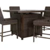 Ashley Paradise Trail Fire Pit Bar Table And 4 Stools