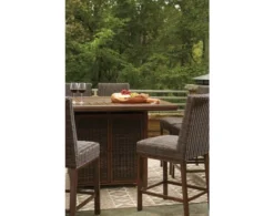 Ashley Paradise Trail Fire Pit Bar Table And 4 Stools -Ashley ASHY467390 B2