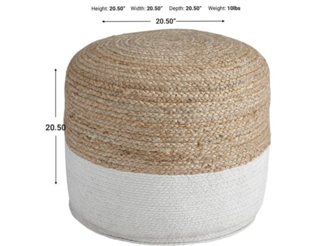 Ashley Sweed Valley Natural/White Pouf 3 Ashley Sweed Valley Natural/White Pouf - Image 3