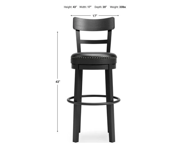 Ashley Valebeck Black Swivel Barstool 5 Ashley Valebeck Black Swivel Barstool - Image 5