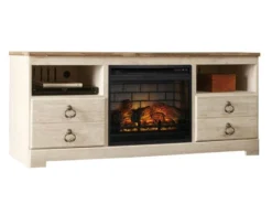 Ashley Willowton TV Stand With Log Fireplace