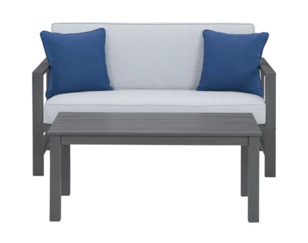 Ashley Fynnegan Gray Loveseat With Table 1 Ashley Fynnegan Gray Loveseat With Table