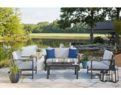Ashley Fynnegan 4-Piece Gray Patio Set -Ashley ASHY643537 F