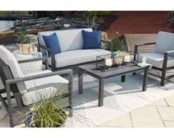 Ashley Fynnegan 4-Piece Gray Patio Set -Ashley ASHY643537 G