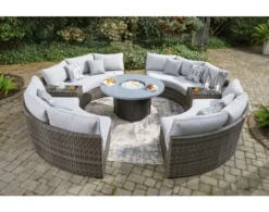 Ashley Harbor Court Curved Loveseat -Ashley ASHY645954 D