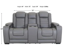 Ashley Backtrack Leather Power Reclining Console Loveseat -Ashley ASHY663393 X