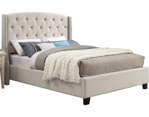 Crown Mark Eva Ivory King Upholstered Bed 1 Crown Mark Eva Ivory King Upholstered Bed