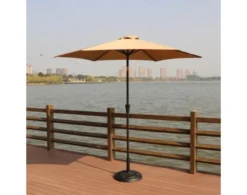 Gather Craft Umbrella Collection Taupe 9' Crank Tilt Umbrella -Ashley GATH674002 D