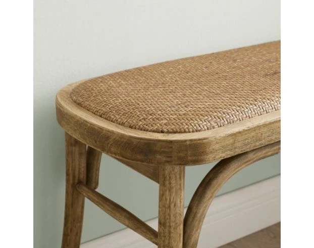 Linon Hyde Brown Rattan Bench 3 Linon Hyde Brown Rattan Bench - Image 3