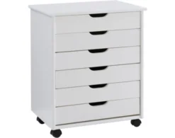 Linon Rudy White Rolling Cart