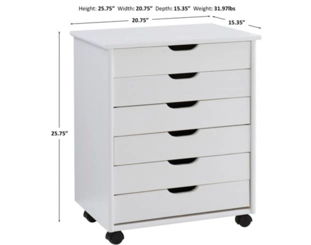 Linon Rudy White Rolling Cart 5 Linon Rudy White Rolling Cart - Image 5