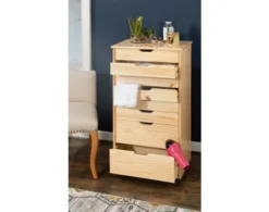 Linon Rudy Natural Rolling Cart 8 Linon Rudy Natural Rolling Cart -Ashley LINO695853 D