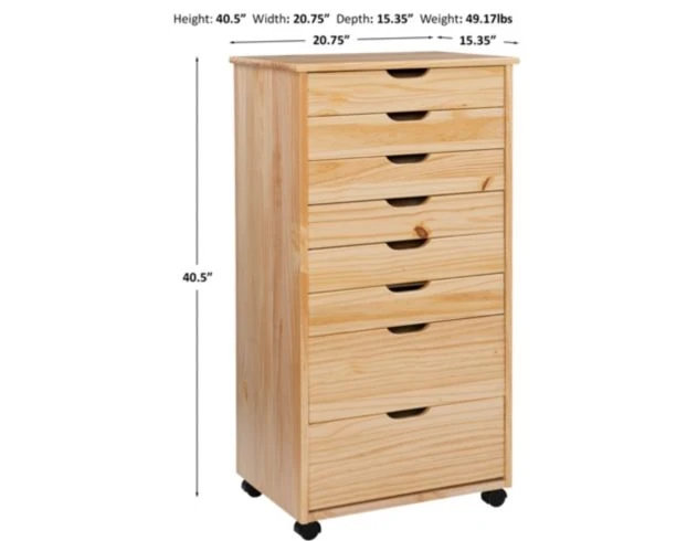 Linon Rudy Natural Rolling Cart 5 Linon Rudy Natural Rolling Cart - Image 5