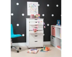 Linon Rudy White 8 Drawer Rolling Cart -Ashley LINO695854 D