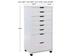 Linon Rudy White 8 Drawer Rolling Cart -Ashley LINO695854 X
