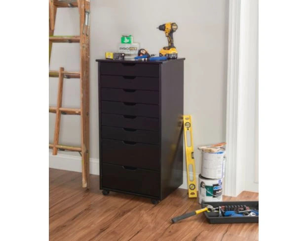 Linon Rudy Black Rolling Cart 5 Linon Rudy Black Rolling Cart - Image 5