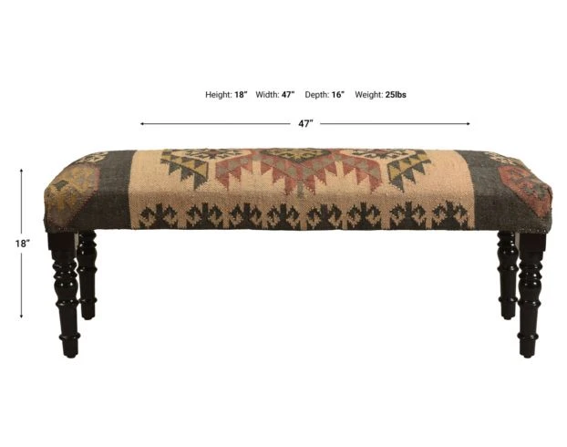 Lr Home Southwestern Multi-Colored Bench 3 Lr Home Southwestern Multi-Colored Bench - Image 3