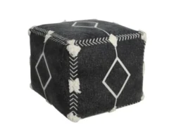 Lr Home Black & White Square Pouf