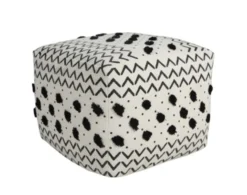 Lr Home Black And White Geometric Pouf