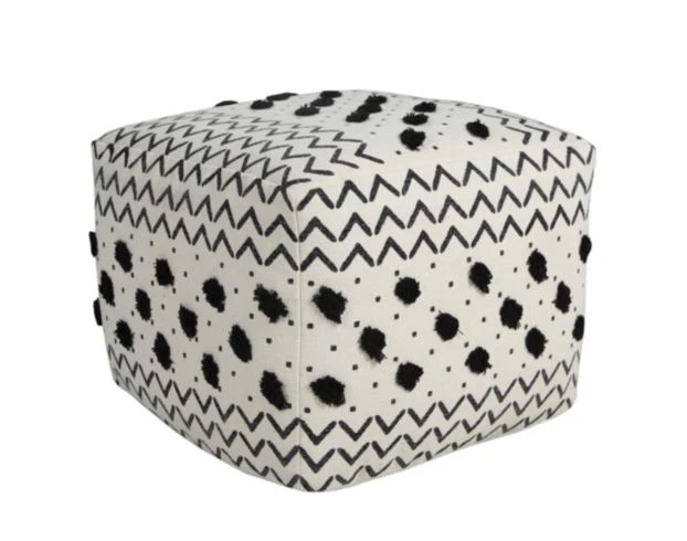 Lr Home Black And White Geometric Pouf 1 Lr Home Black And White Geometric Pouf