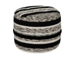 Lr Home Black And White Striped Pouf