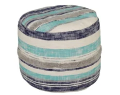 Lr Home Blue And White Striped Pouf