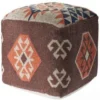Lr Home Southwestern Multi-Colored Geometric Pouf