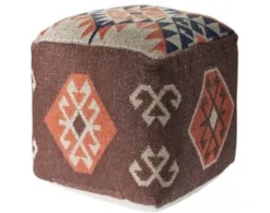 Lr Home Southwestern Multi-Colored Geometric Pouf