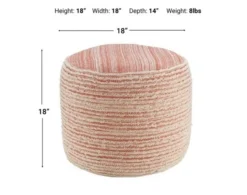 Lr Home Coral And White Pouf -Ashley LRHM685816 X