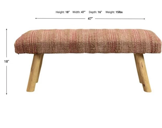 Lr Home Pink And Beige Bench 5 Lr Home Pink And Beige Bench - Image 5