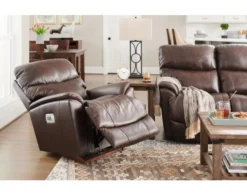 La-Z-Boy Trouper Leather Power Headrest Rocker Recliner -Ashley LZBY602124 C