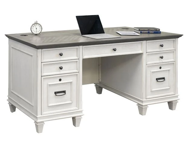 Martin Furniture Hartford White Double Pedestal Desk 1 Martin Furniture Hartford White Double Pedestal Desk