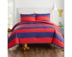 Peking Handicraft Levelle Red 3-Piece Full/Queen Comforter Set
