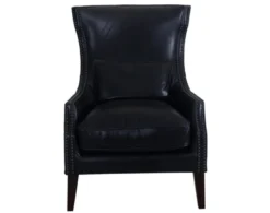 Simon Li H340 Collection Black 100% Leather Accent Chair